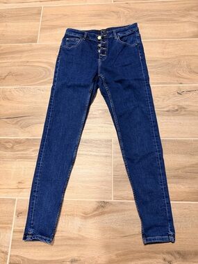 Reserved Dark Blue Skinny Jeans with Button-Fly